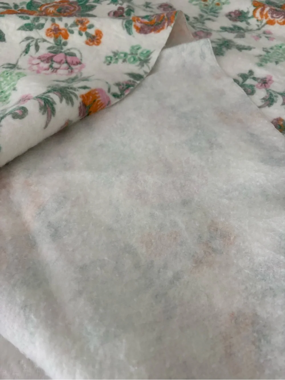 Vintage JCPenney Floral Acrylic Blanket 88x71 Satin Trim Pink Orange Green Throw